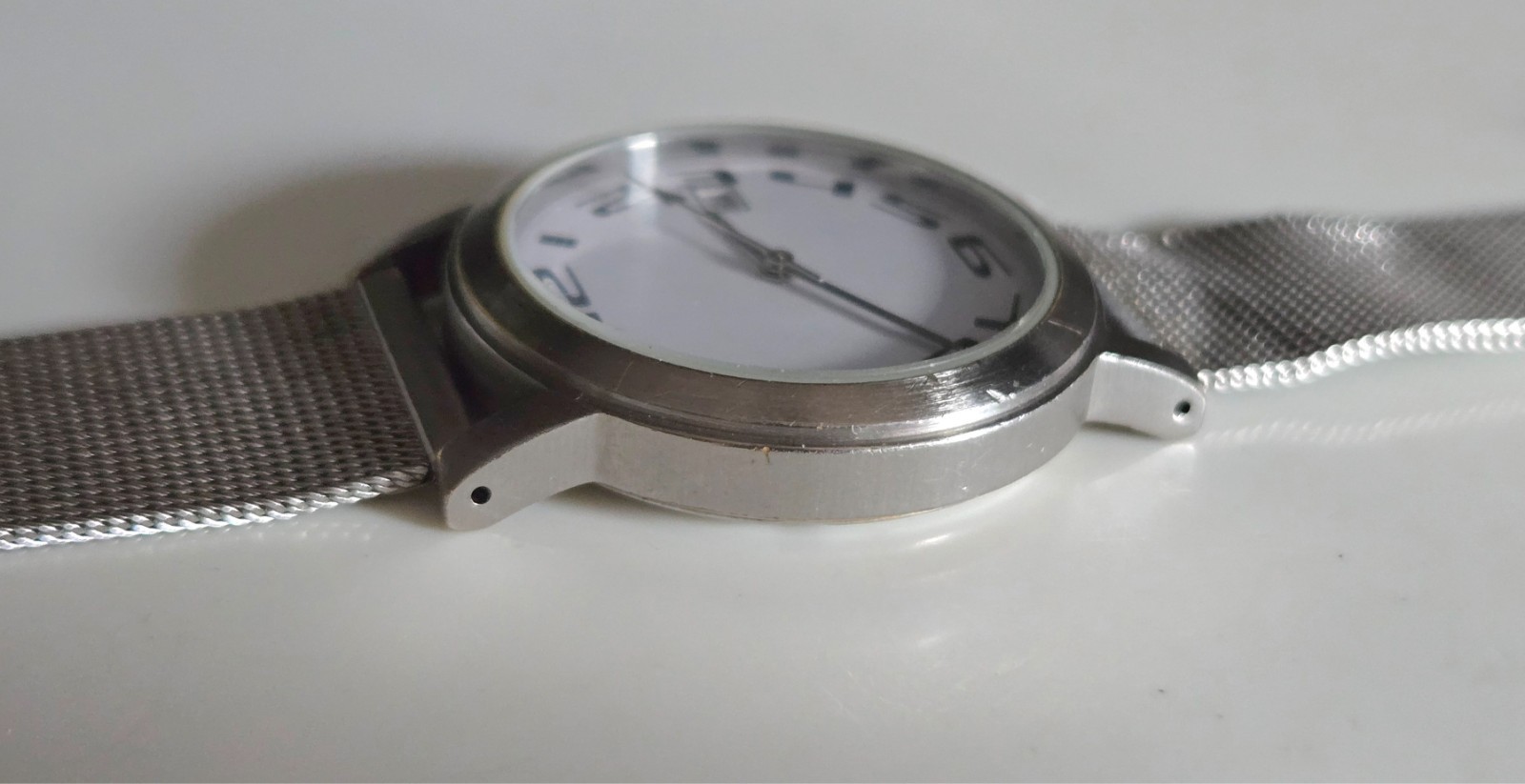 M&S MARKS & SPENCER Gents Silver White date & Time Watch fully working