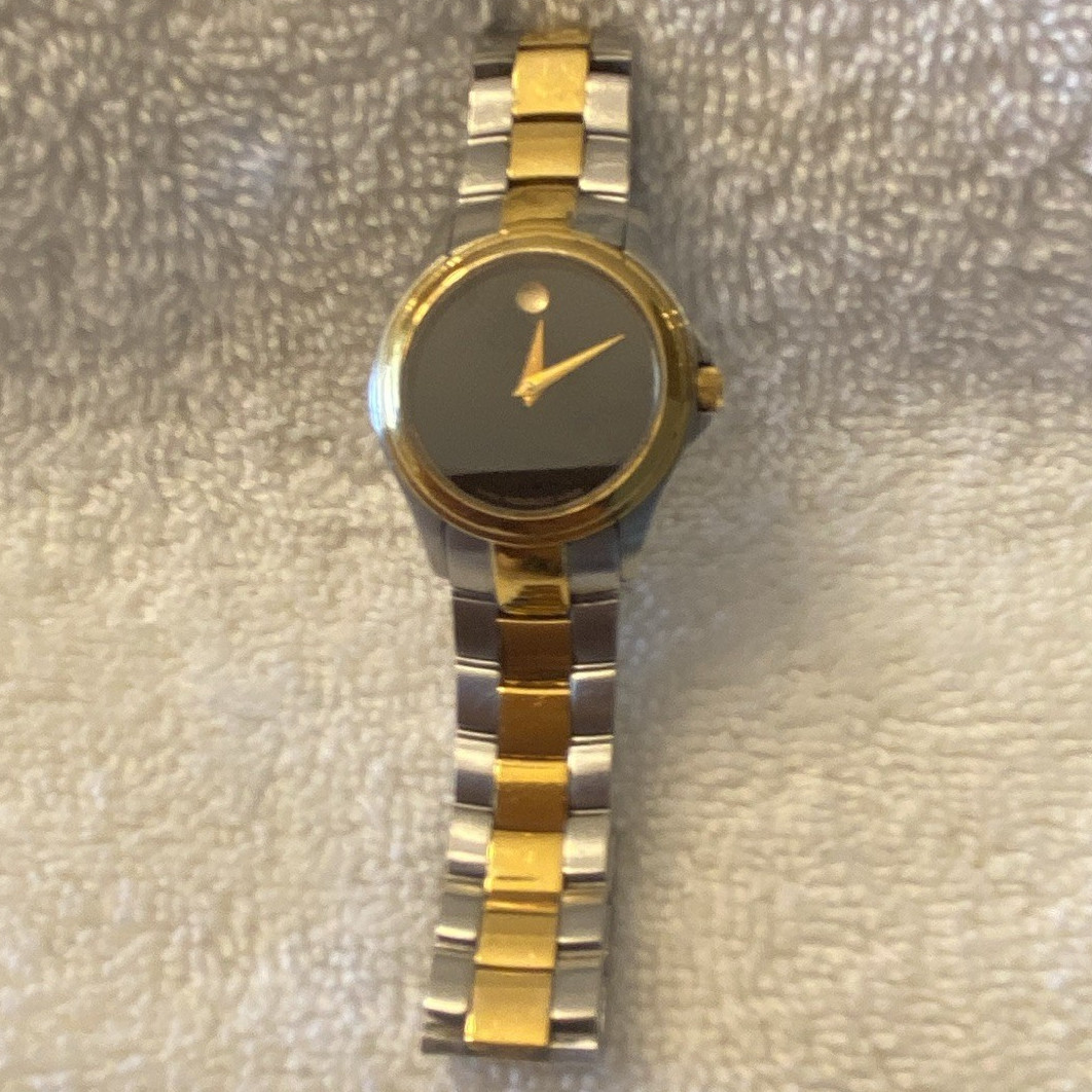 Movado Museum Women’s Two-Tone Stainless Bracelet Black Dial Quartz Watch