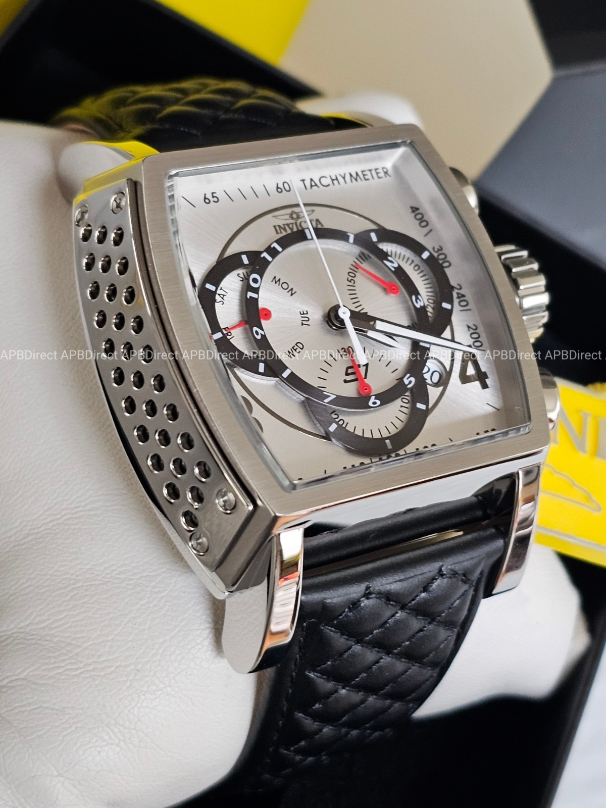 Invicta – S1 Rally – Swiss Z60 Chronograph Silver / Black Leather Mens Watch