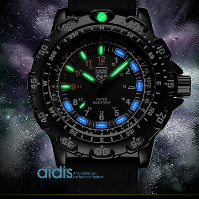 NEW 45MM ADDIES Military Quartz Diver Watch Men Silicone Waterproof Luminous