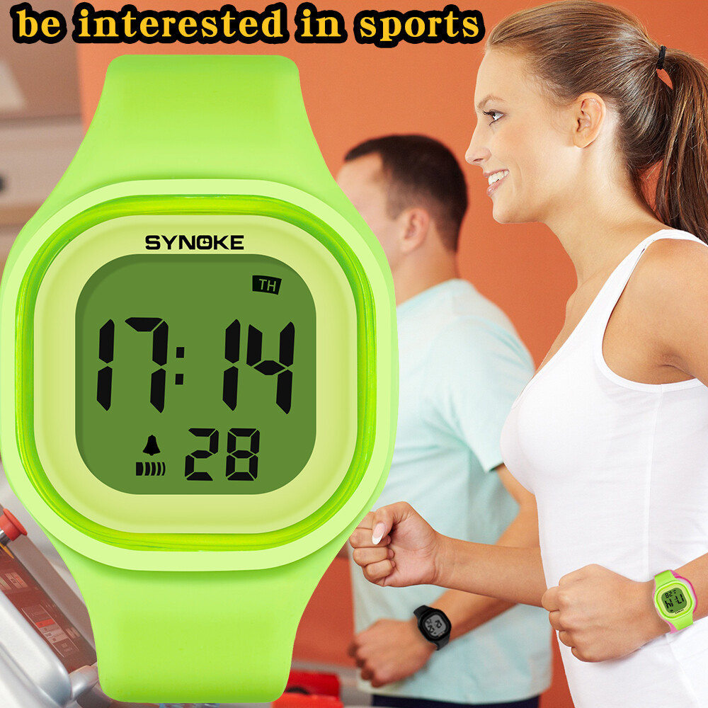 Teen Men Women LED Sports Electronic Date Alarm Rubber Waterproof Digital Watch