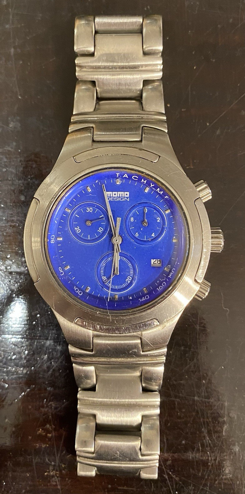Momo Design MD-077 Blue Dial Quartz Chronograph Date Tachymeter Steel Bracelet