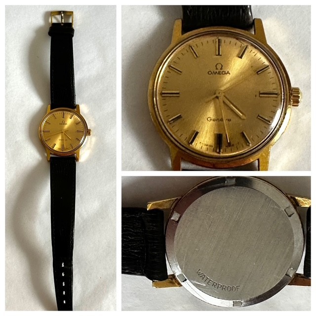 Vintage 1960s/70s Omega Genève Men’s Dress Watch Black Leather Strap