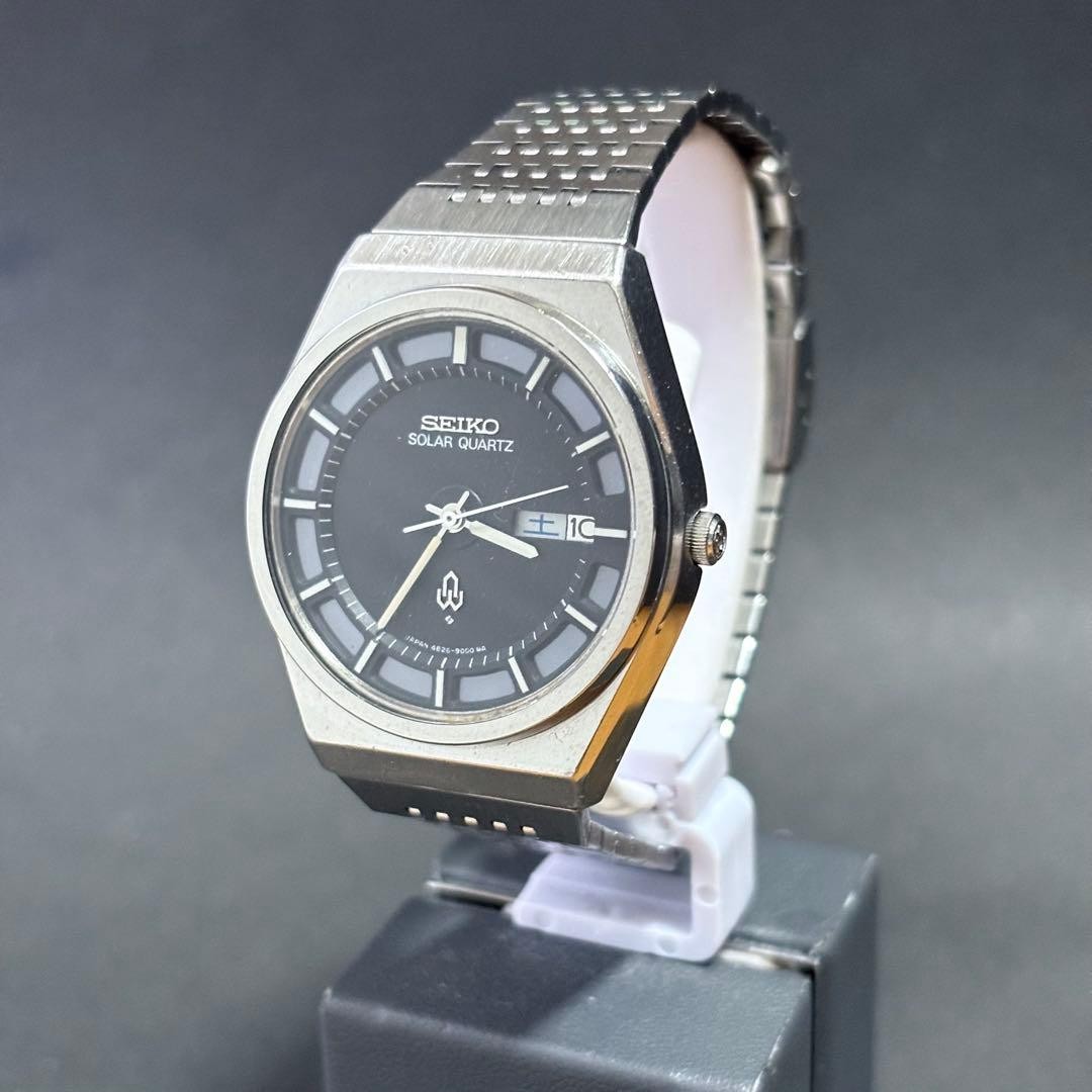 Seiko 4826-8000 Early Solar Quartz Watch 1977 Gray Dial
