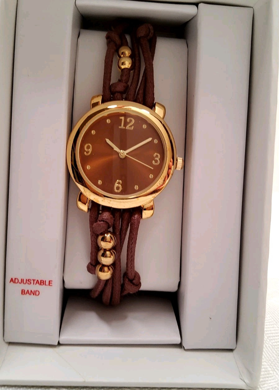 Xhilaration Gold/Brown Wrist Watch, New Older Stock (107, 106)