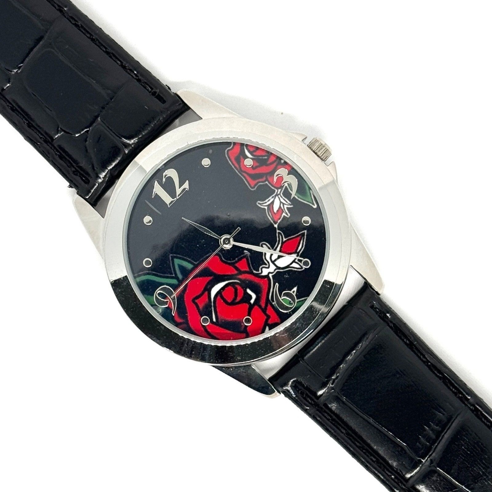 Vtg Rose Ladies Watch Stainless Steel Face #1114