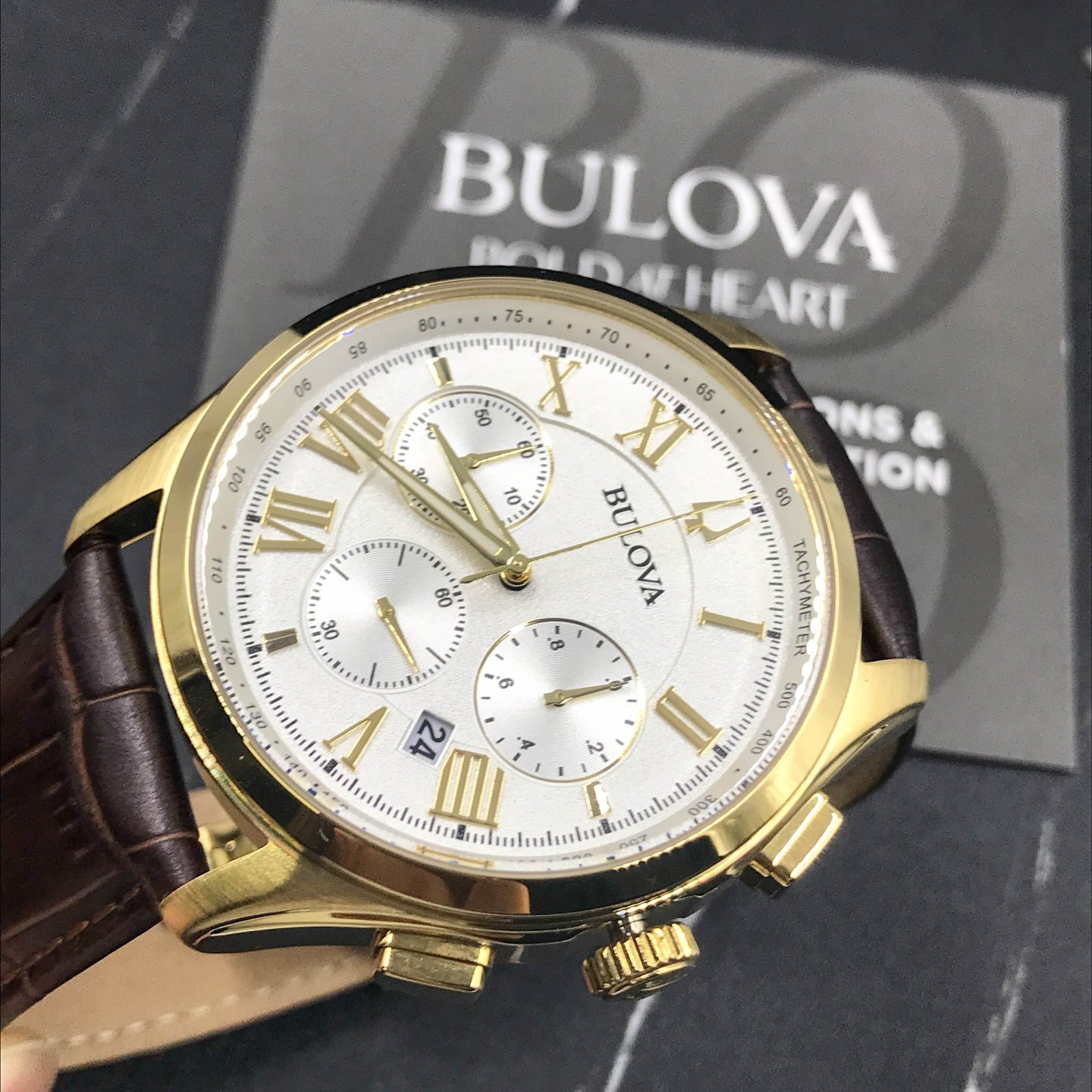 Bulova 97B169 Wilton Classic Chrono White Dial Men’s Steel Quartz Watch 45mm