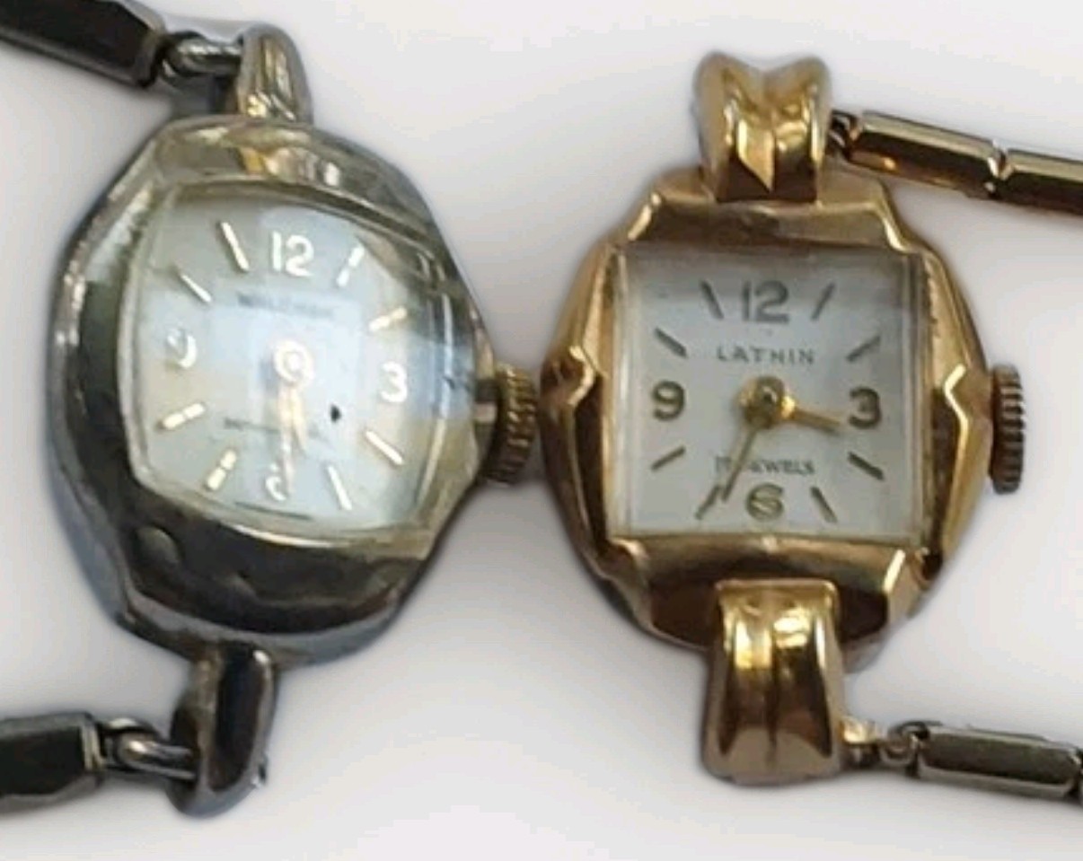 Vintage Lathin 17 Jewel Ladies Gold Tone + Waldman Anti Magnetic Ladies Watch