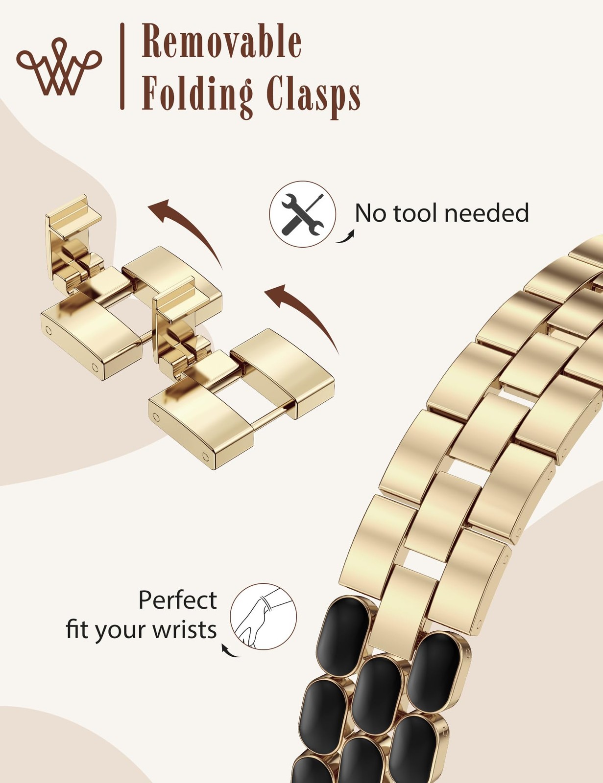 Wearlizer Metal Band Compatible with Apple Watch Bands for Women 40/38/41/42/44/