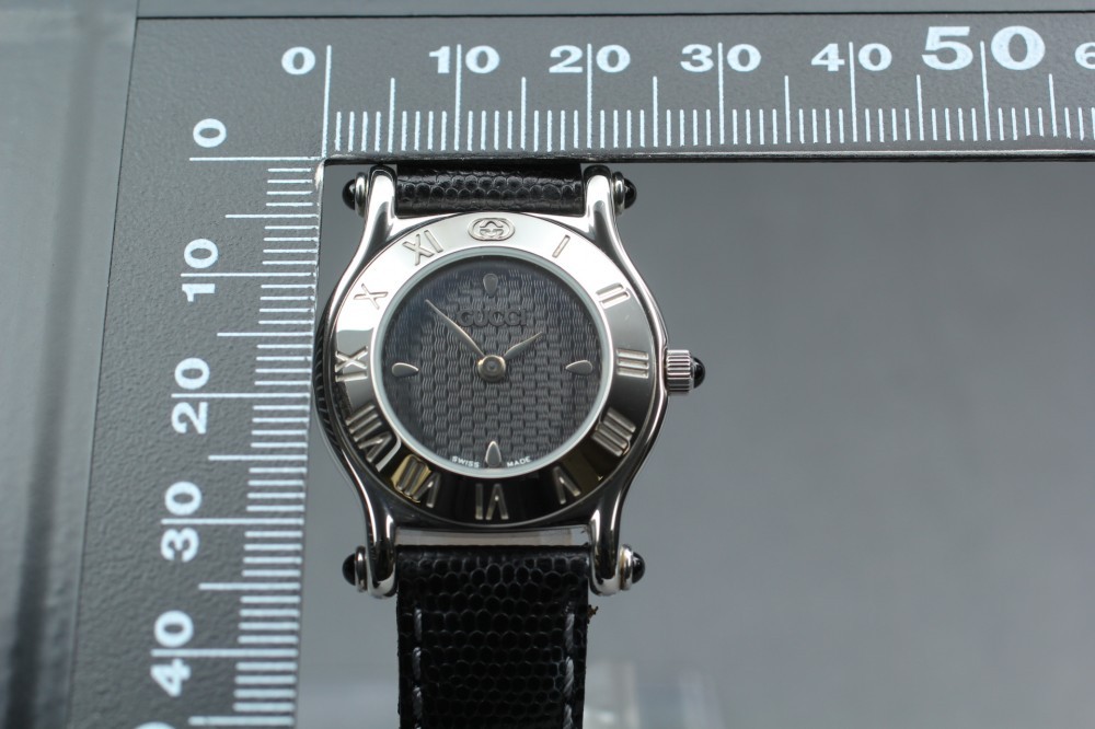 Top MINT Full Set GUCCI 6500L Black Dial 27mm Quartz Ladies Watch w/ Box JAPAN