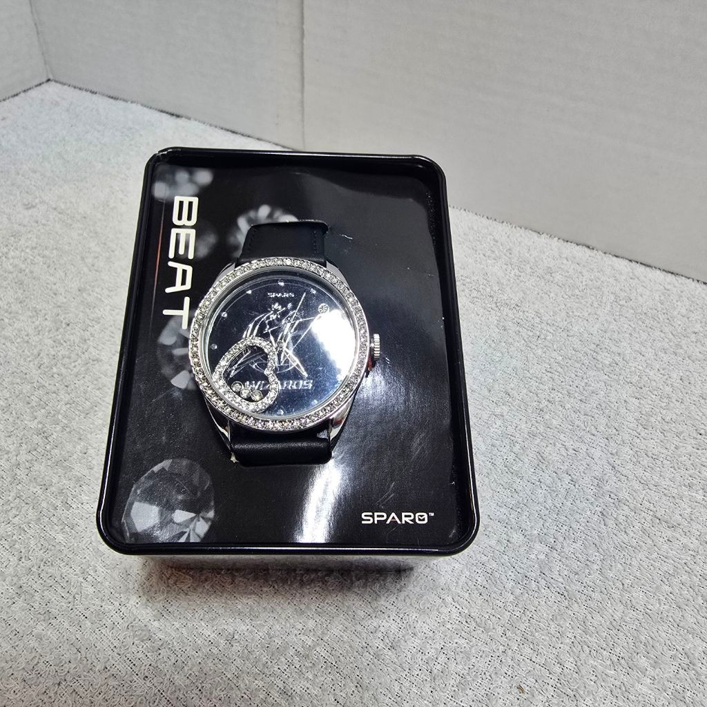 Men’s Sparq Beat NBA Wizards Black Silver Watch One Size