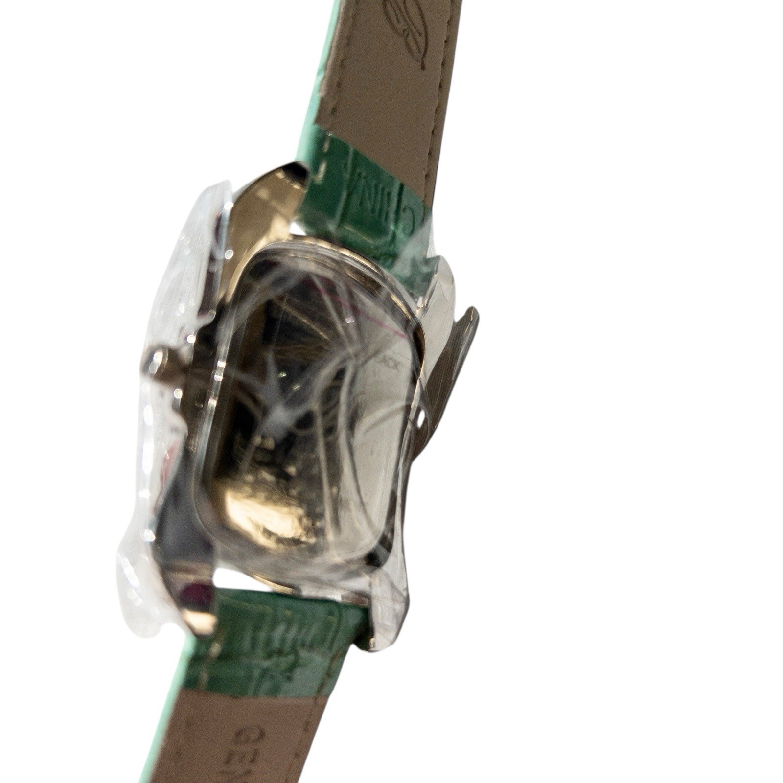 New Burgi Quartz Womens Watch Green Leather Strap Alligator Print 30mm Bling