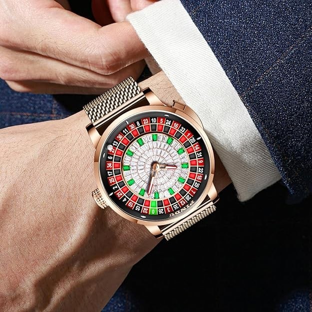 🔥USA🔥 PINDU Design NH35A Rotary Roulette Casino Mechanical Watch BraceletP6616