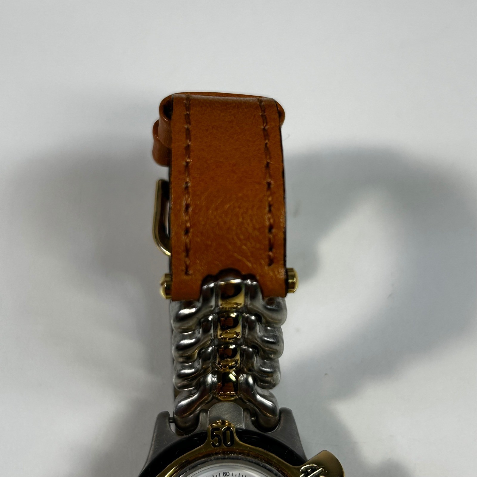 Anne Klein II Vintage Watch Set Two Tone Leather Strap 4 Interchangeable Bezels