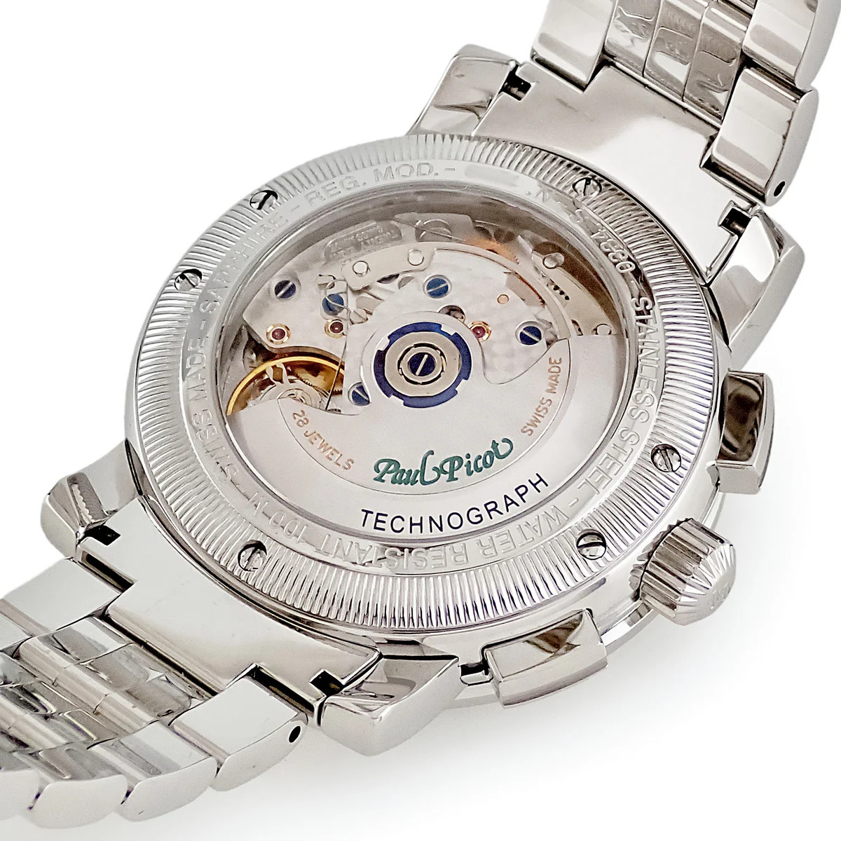 Paul Picot Technograph 0334.S Stainless Steel 44mm Silver Dial Automatic #HDW924
