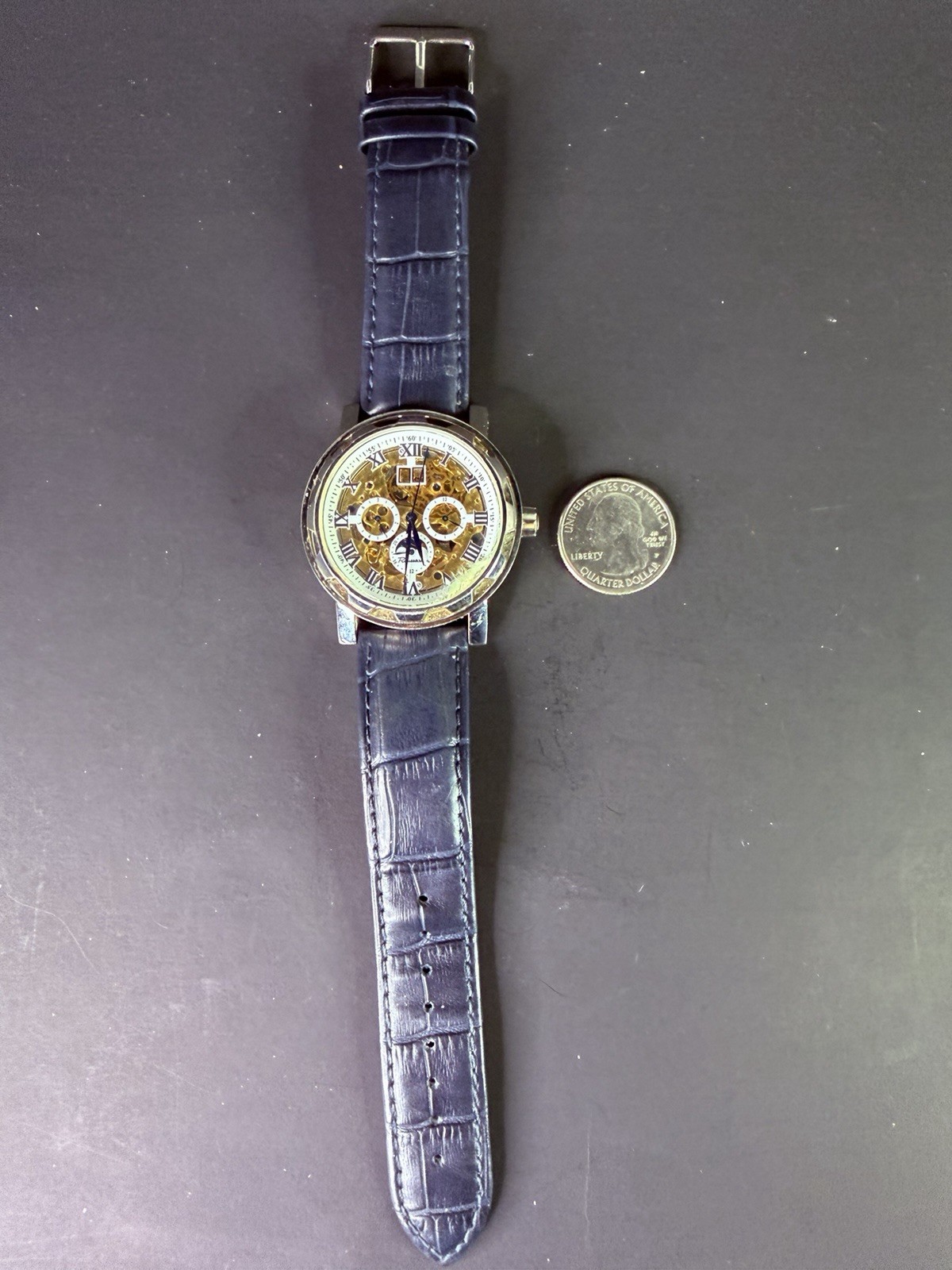 Rousseau Men’s Automatic Watch W/Date Leather Strap R 231-642 Movement 957