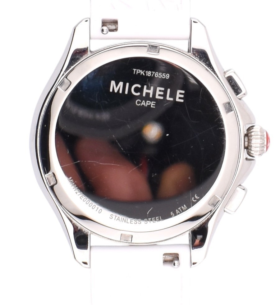 Michele Cape Silver Dial White Rubber Strap Women’s Watch MWW27E000010