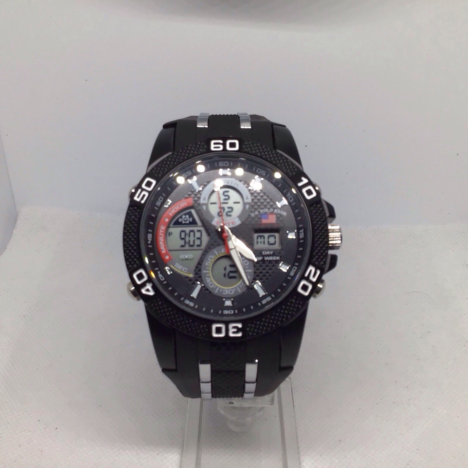 U.S. Polo Assn. Men’s Sport Watch Analog-Digital Black Rubber Strap US9724WM