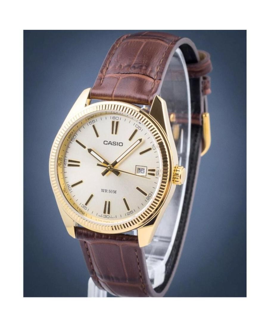 CASIO Men Analog Quartz Casual Watch Classic Dress Gold color Dial Waterproof Ro
