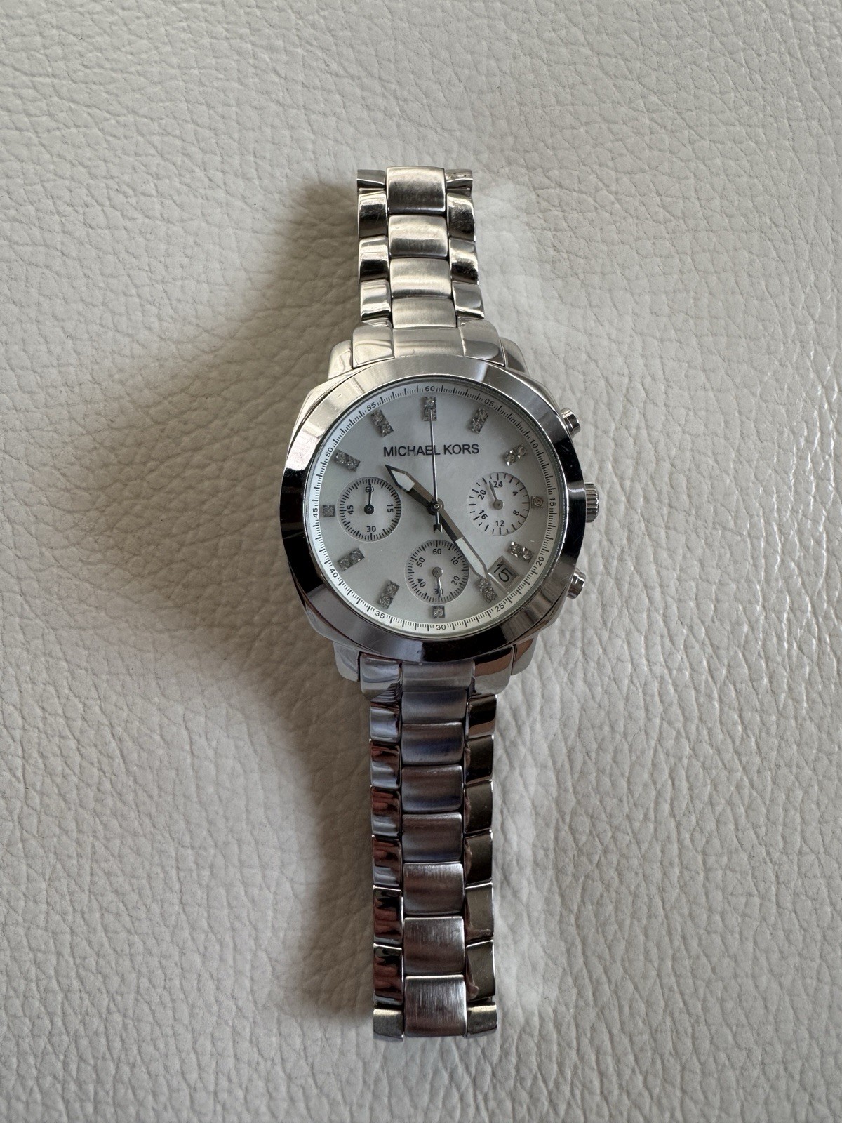 Michael Kors Women’s MK5092 Silver Chronograph Date Quartz Watch (Needs battery)