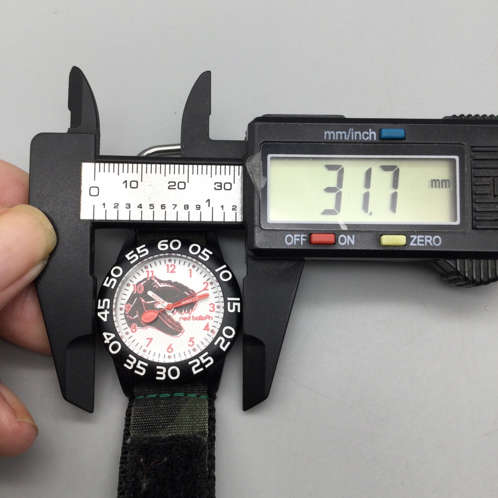 Red Balloon T Rex Time Teller Watch Kids Boy 32mm Black Tone Nylon Band