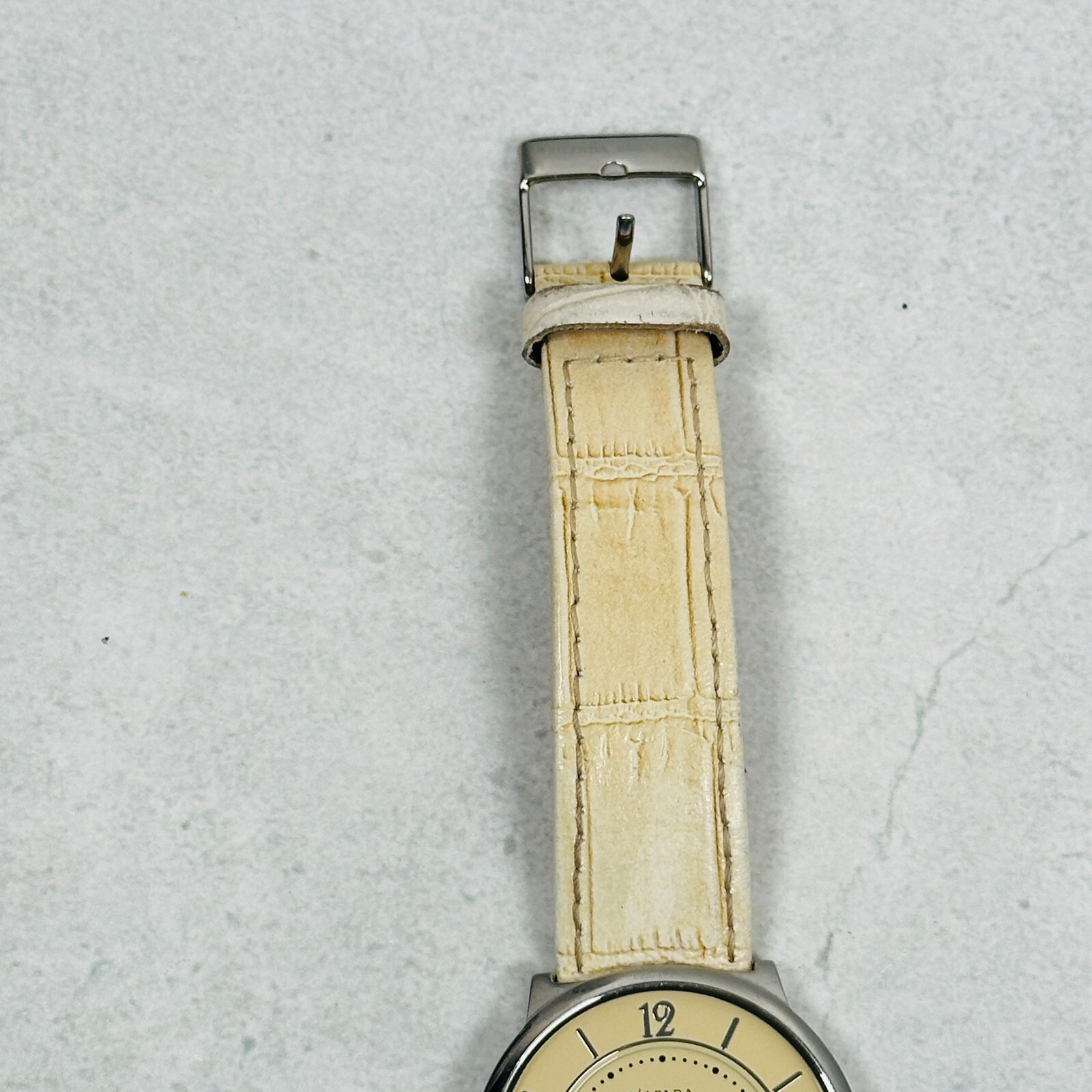 Silpada Designs Watch Womens 34mm Cream Leather Band Silver Tone New Battery