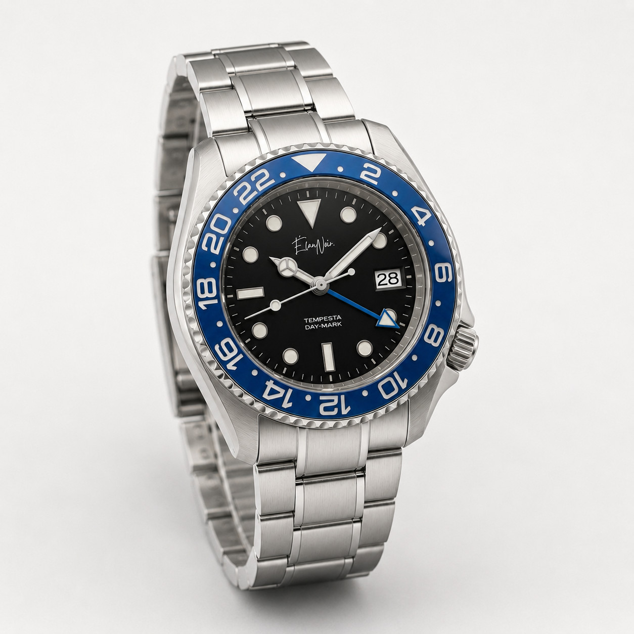 Élan Noir Tempesta Exhibition GMT Stainless Steel Black & Blue Automatic NH34