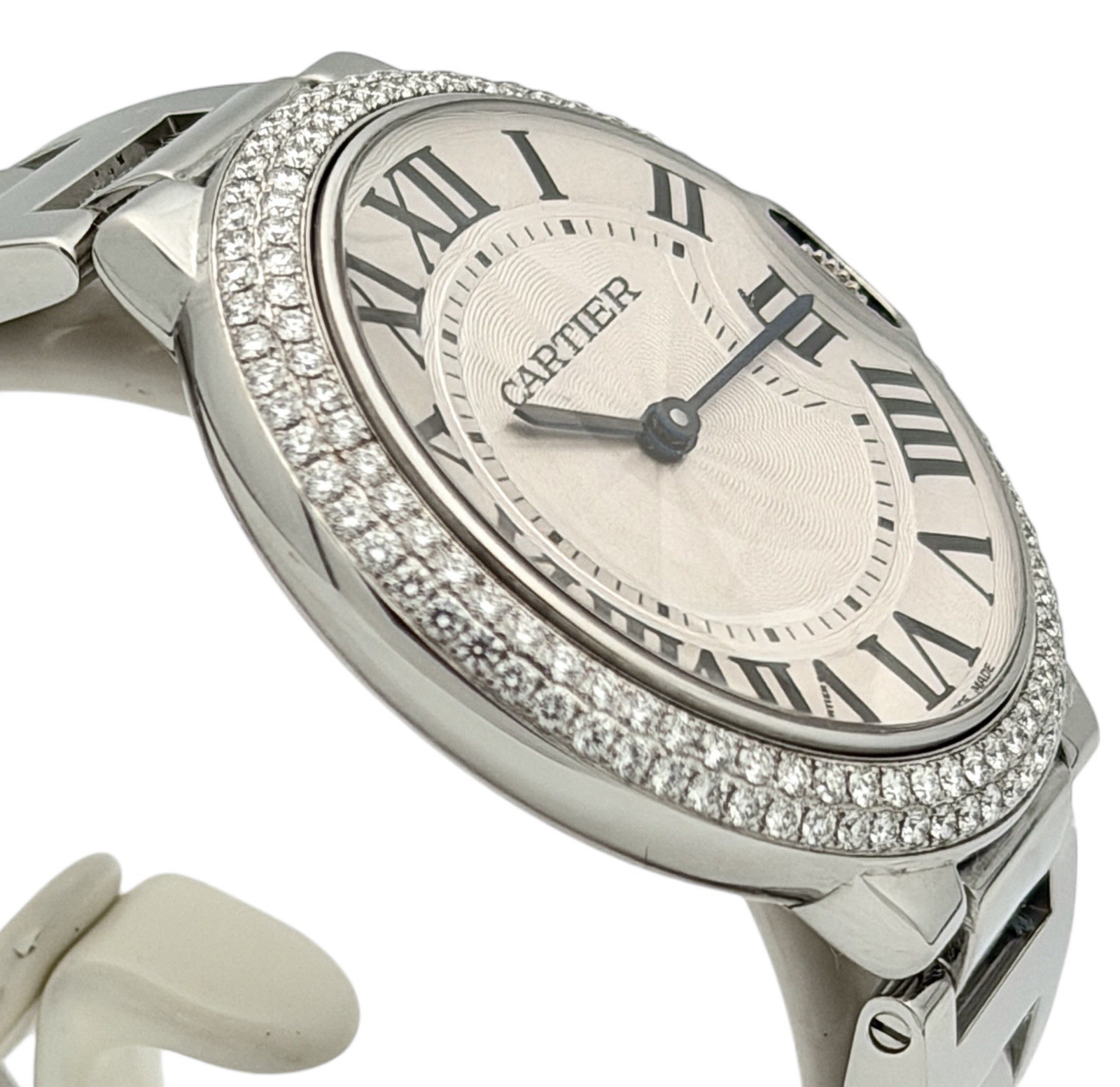 CARTIER BALLON BLEU 36MM DIAMOND BEZEL STAINLESS STEEL WATCH 3005 W69011Z4 B&P’s
