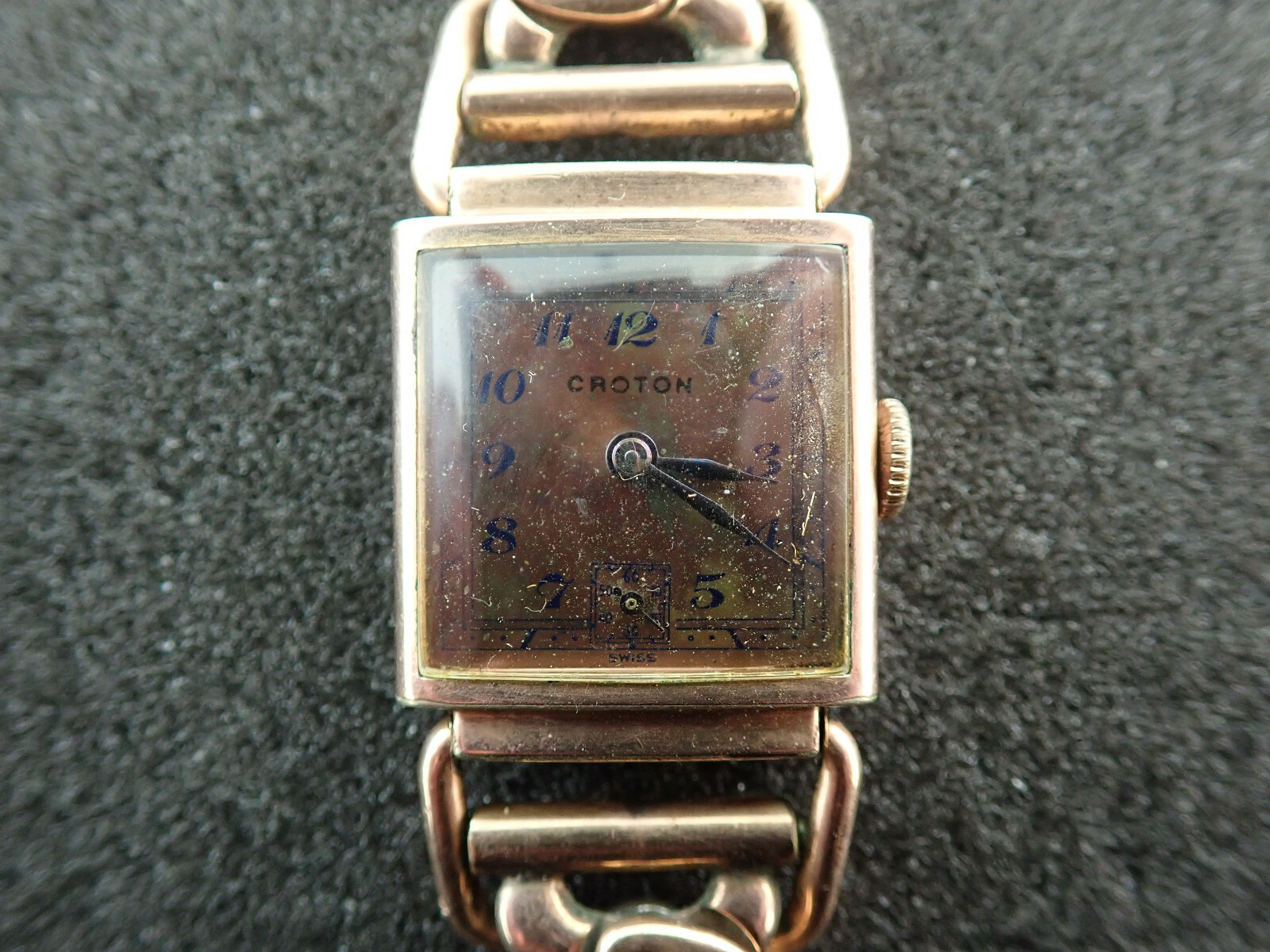 VINTAGE CROTON CAL 401 DRIVERS WATCH ROSE GOLD FILLED