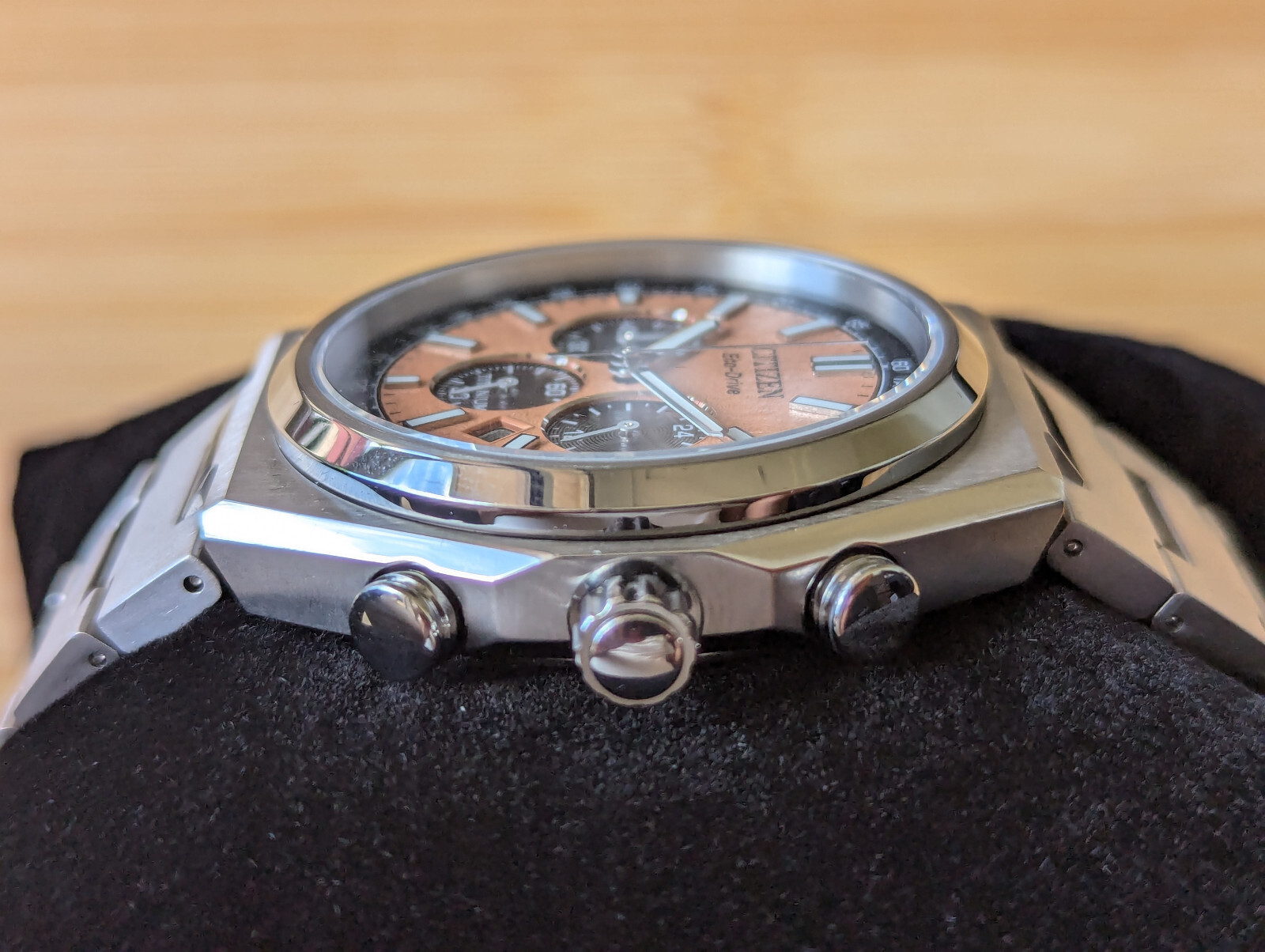 Citizen Zenshin Super Titanium Sapphire Chronograph Salmon Dial Watch CA4610-85Z
