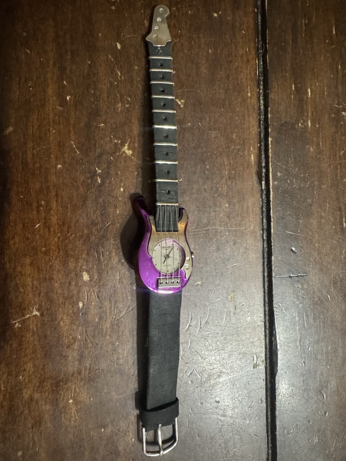 2001 ZX Electric Guitar Quartz Watch Purple Leather Band In Case