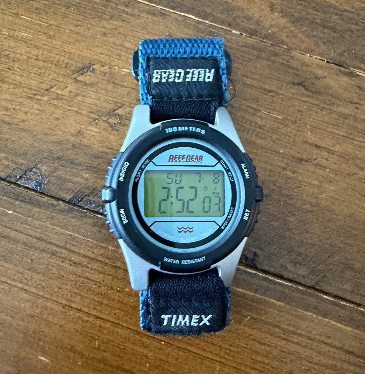 Timex Reef Gear Digital Indiglo Alarm Chrono 100m Blue/Black Nylon Strap