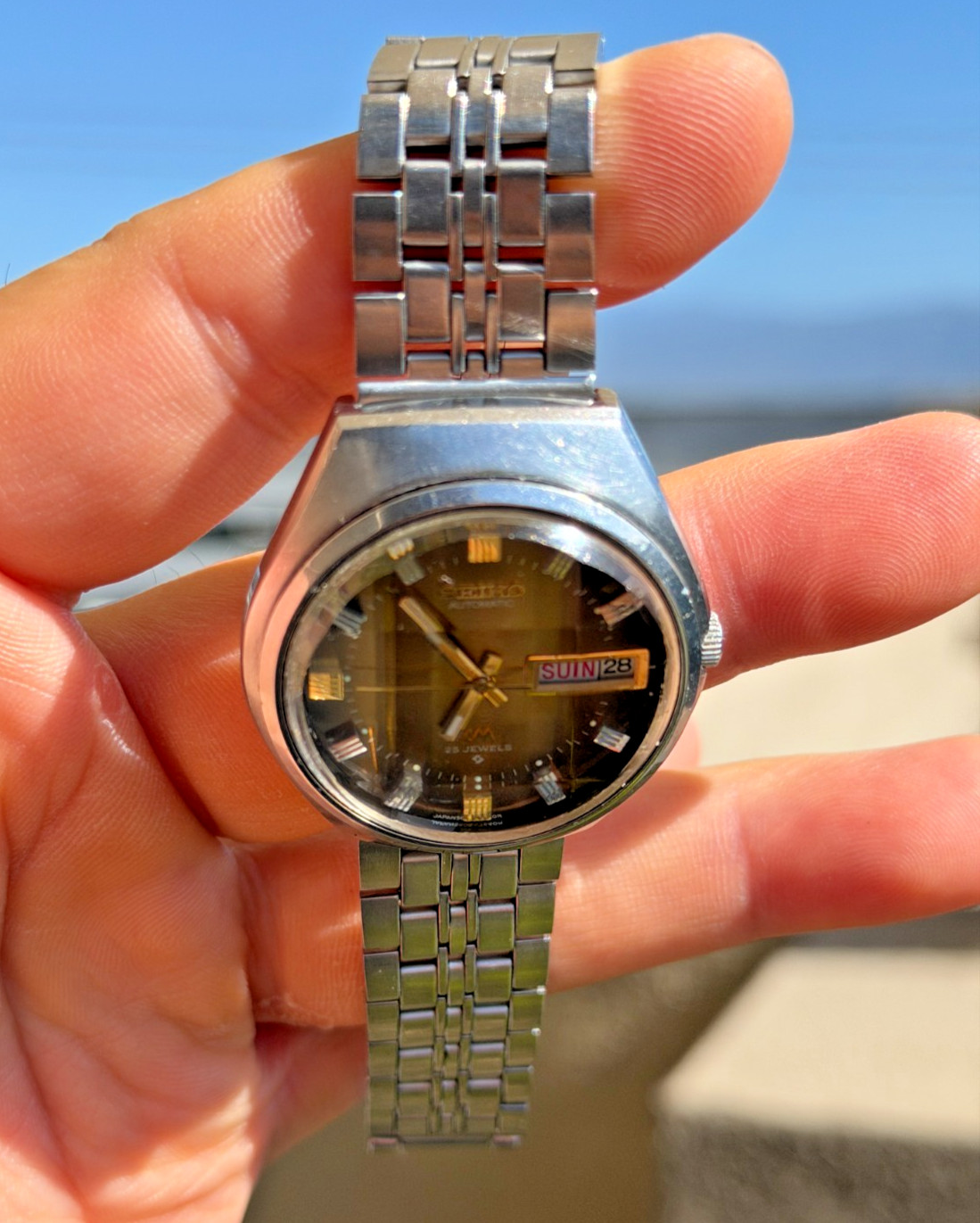 Seiko Lord Matic LM 5606-7300 Golden Brown Faceted Crystal Oct 1973