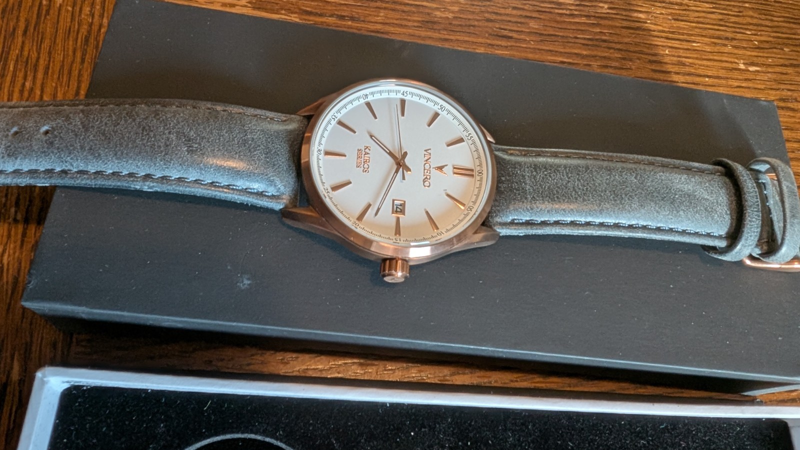 Vincero Chrono S Bronze, White Face, Gray Band