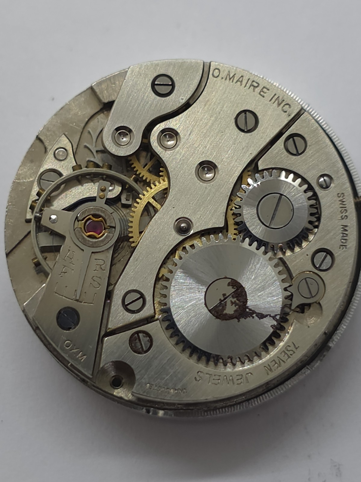 Vintage O. Maire INC Cal. OM 115 Good Main Spring Stem Watch Movement Uhren