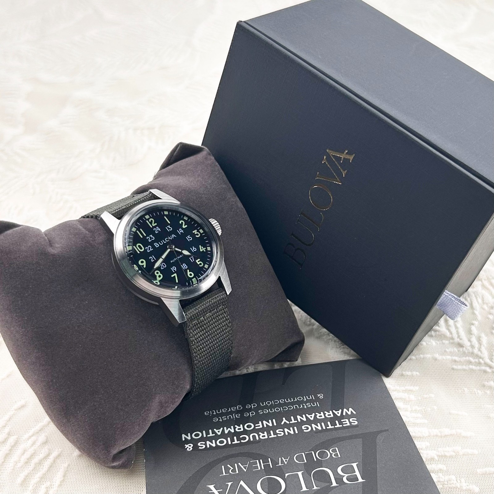 Bulova Men’s 96A259 Military VWI Special Hack Black Dial Automatic Watch 38mm