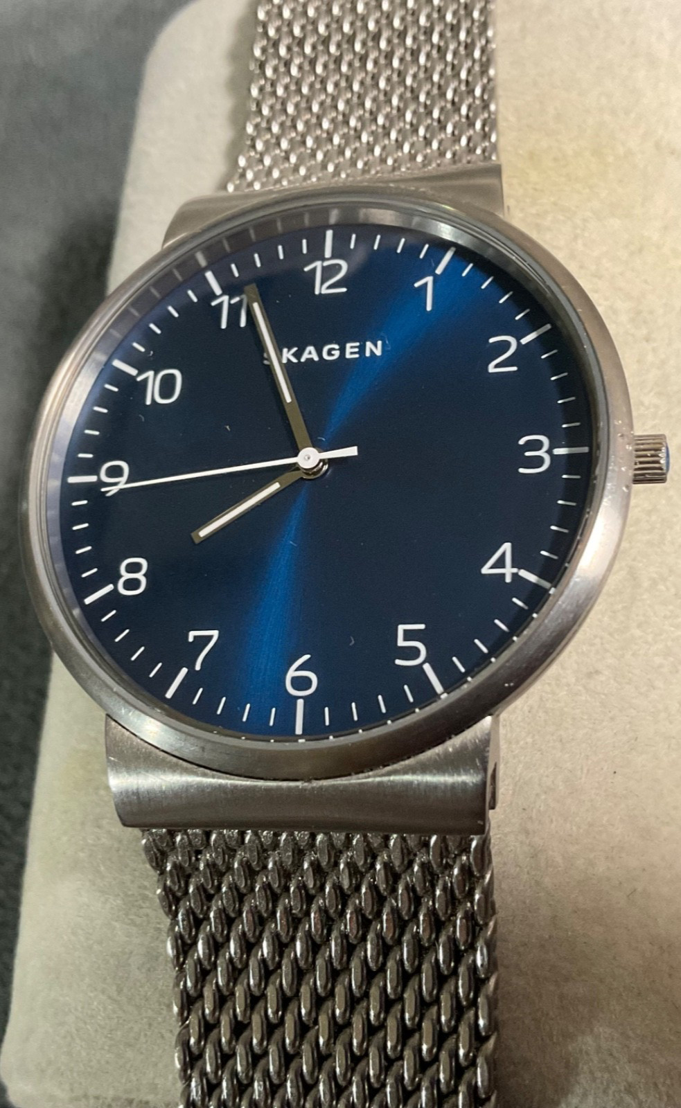 SKAGEN SKW6164 MENS 40mm STAINLESS STEEL WATCH BLUE DIAL NEW BATTERY EXCELLENT