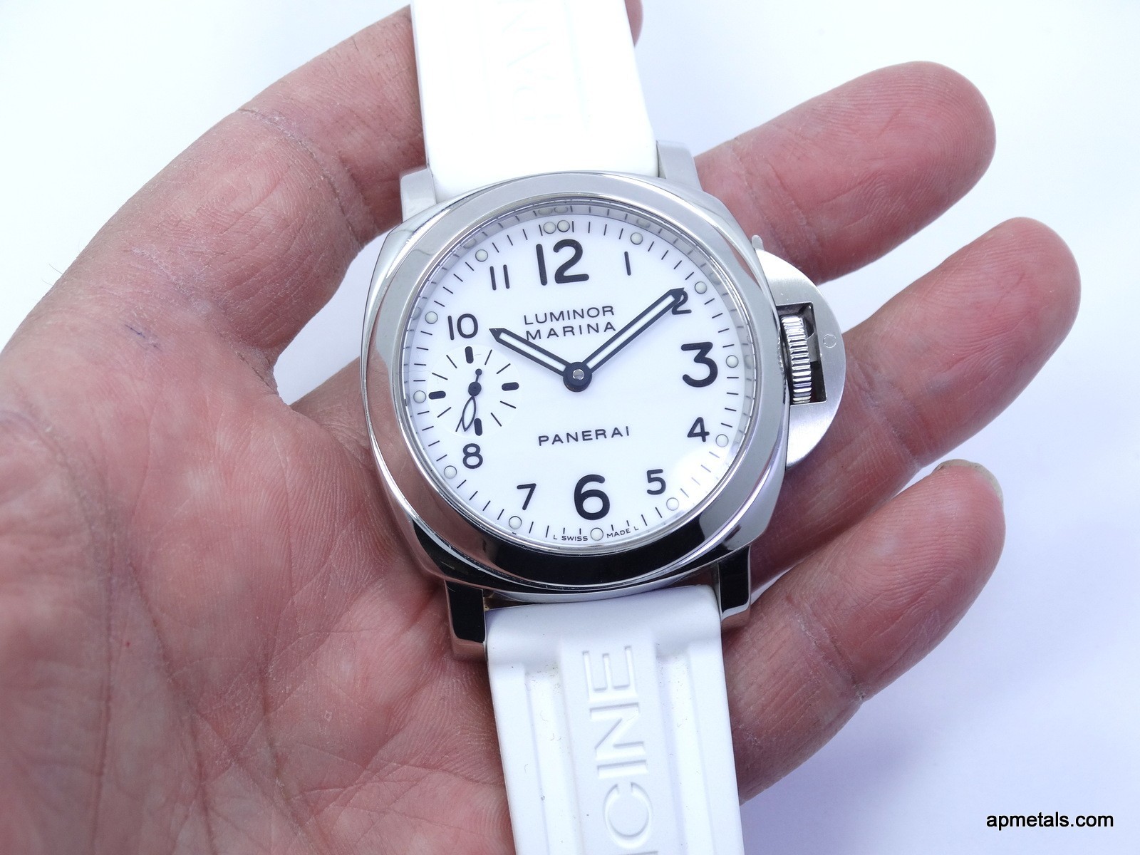 PANERAI Luminor MARINA PAM00113 OP6567 WHITE DIAL White Rubber Band H0668/1000