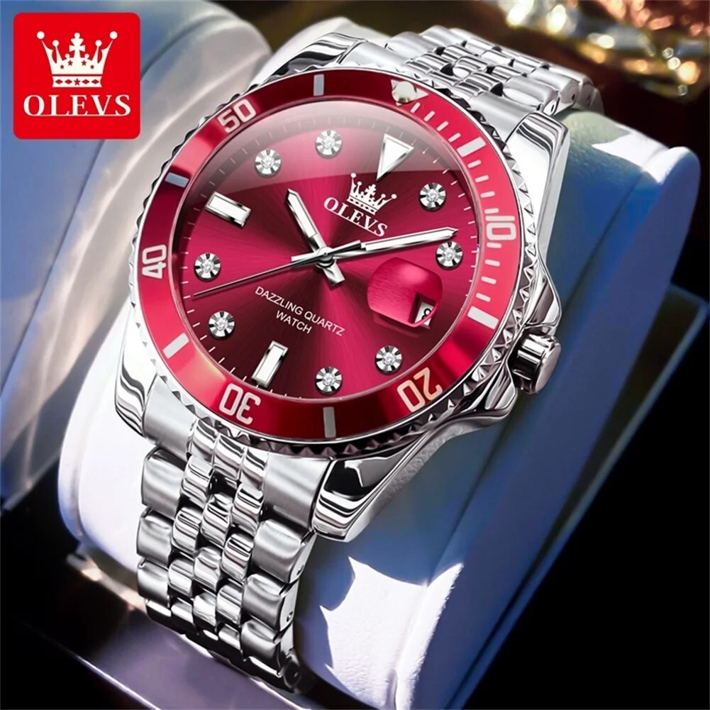 OLEVS Watch Men Waterproof Quartz Luminous Business Luxury Date Men’s Strap