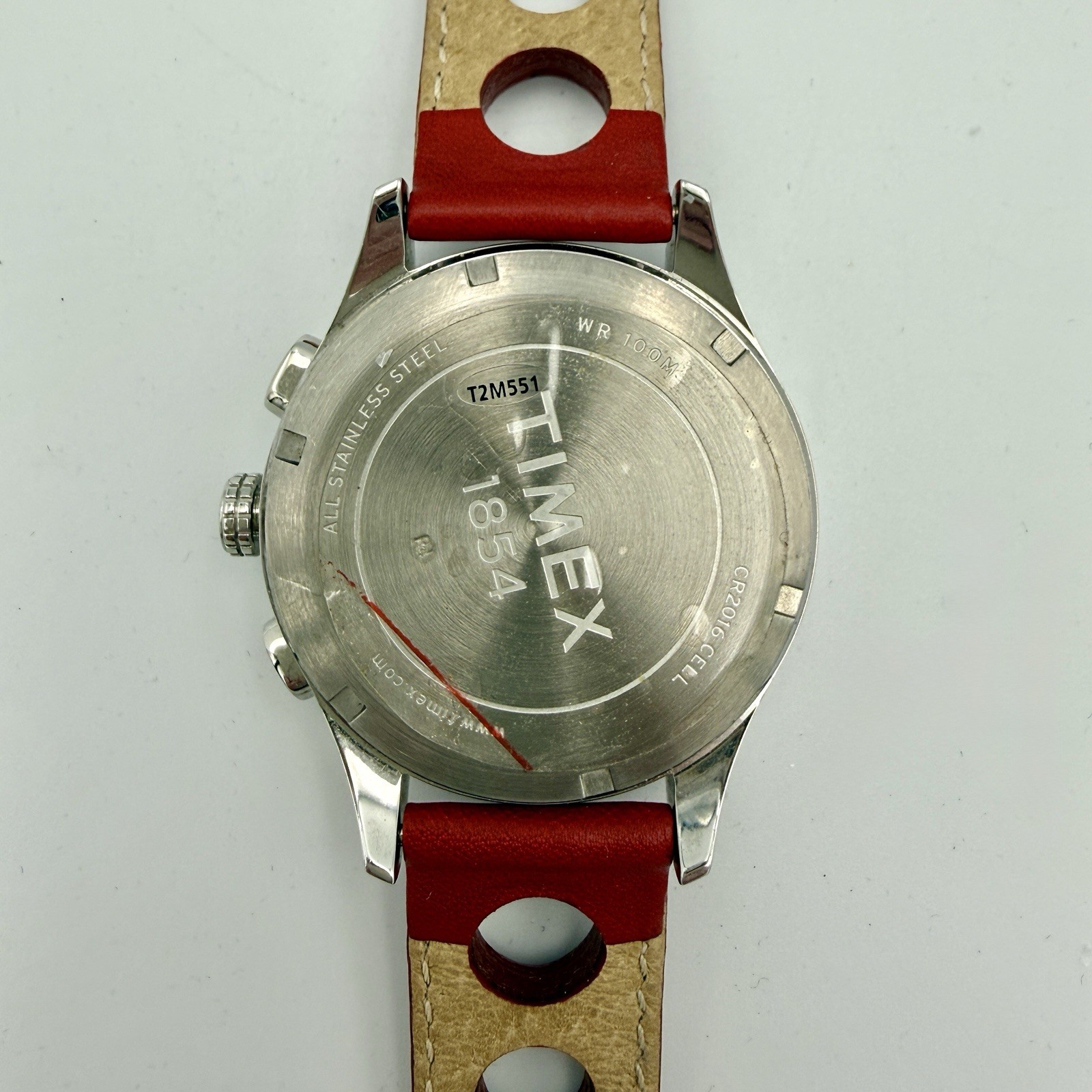 Timex T Series Racing Chronograph 42mm SST Red Leather Strap Needs Battery NEW