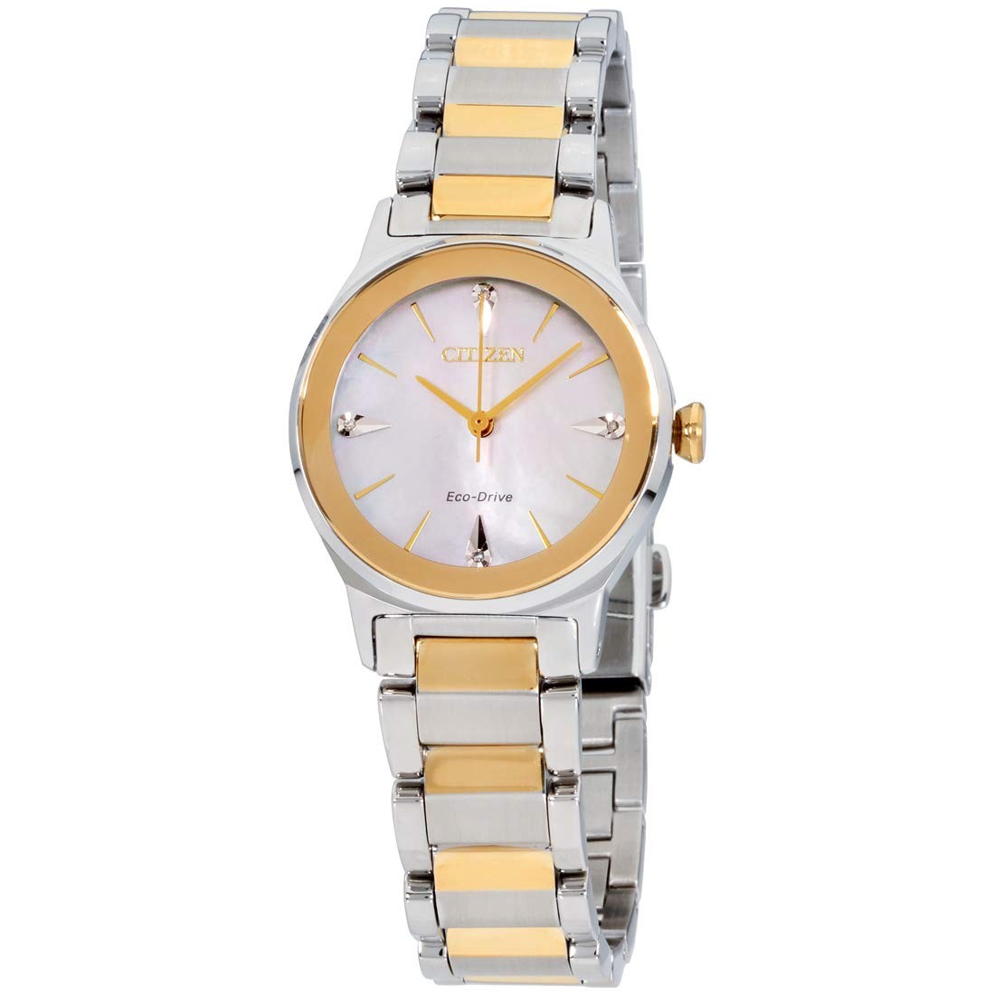 CITIZEN EM0734-56D AXIOM ECO-DRIVE MOP DIAL TWO TONE STAINESS STEEL WOMENS WATCH