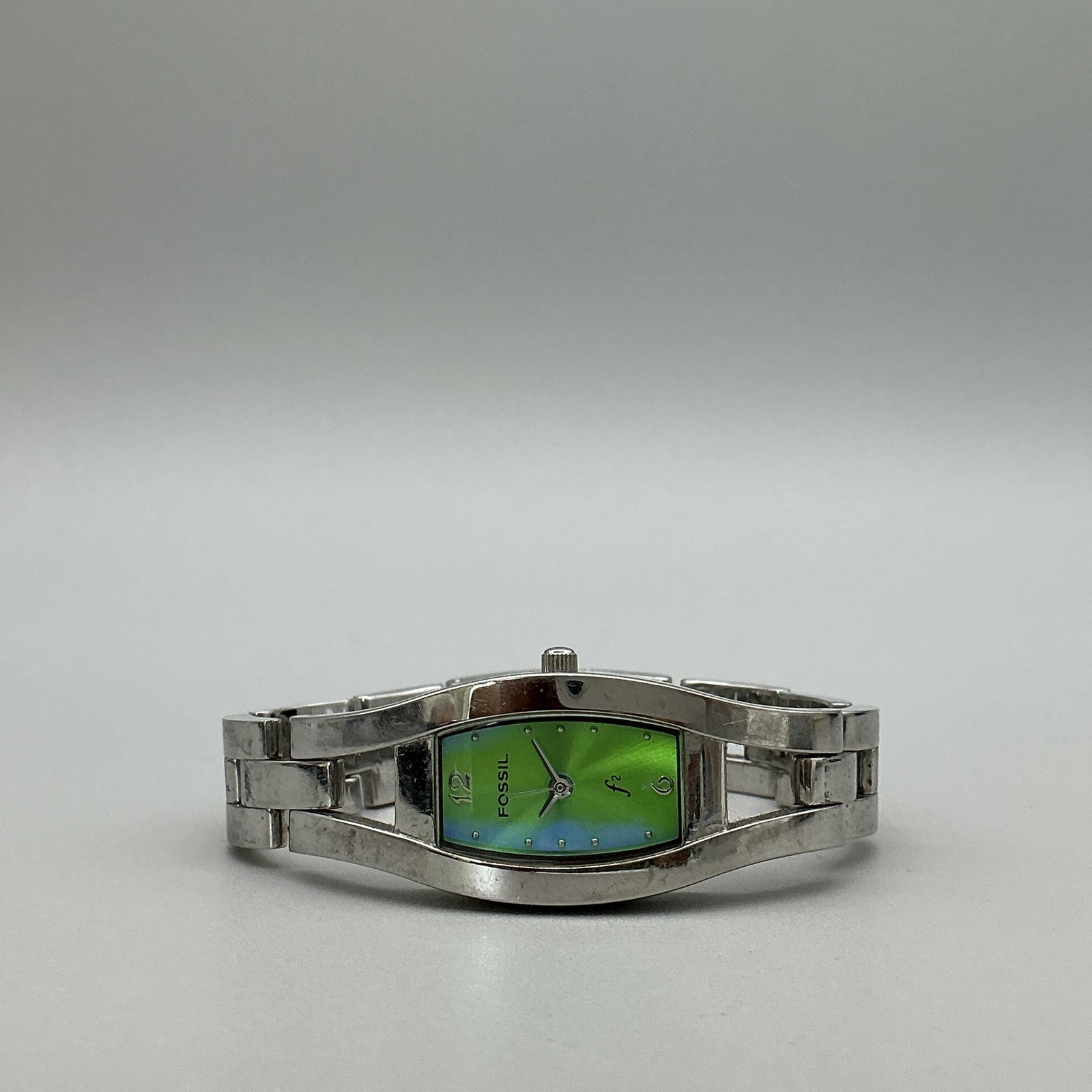 Fossil F2 Womens Watch 18mm Green Dial Stainless Steel ES-9385 New Battery 6″