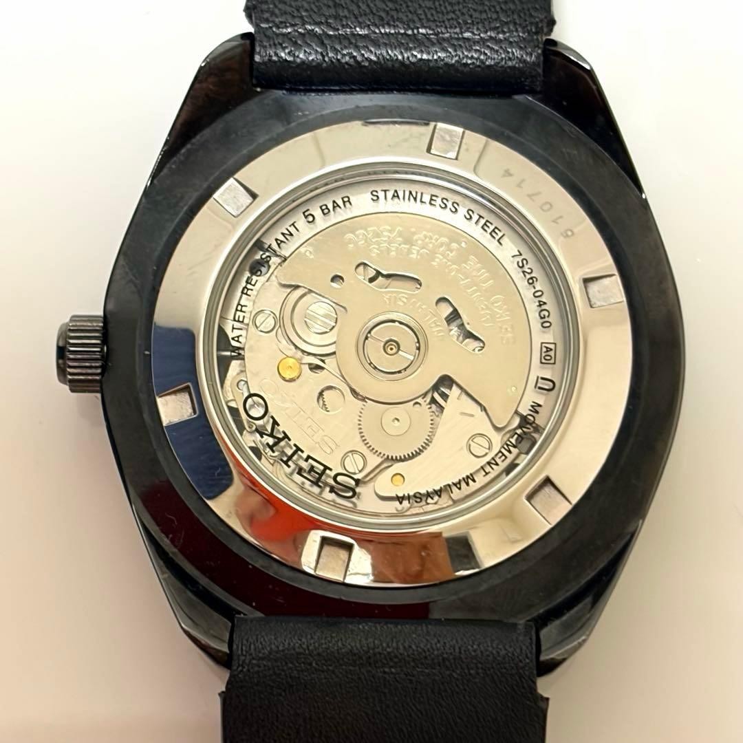 SEIKO SNKN45K1 Recraft Automatic Watch Transparent Back Genuine Leather Strap Bl