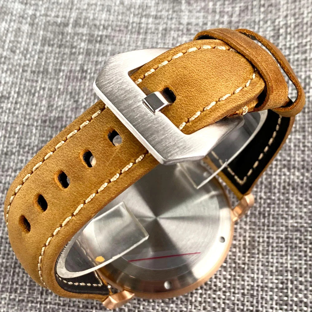 Tandorio 46.5mm Military Big CUSN8 Solid Bronze Auto Men Watch For Japan NH35