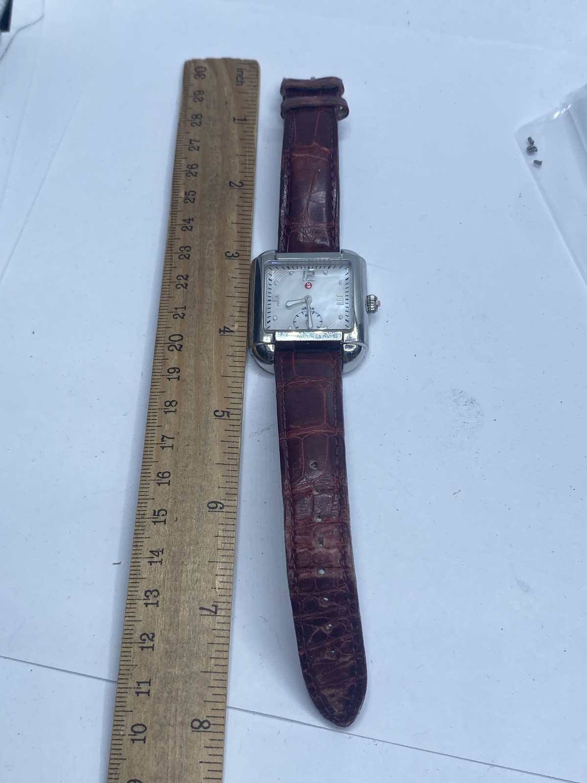 Michele Urban Milou Swiss Quartz Watch Stainless Steel Mother of Pearl COA