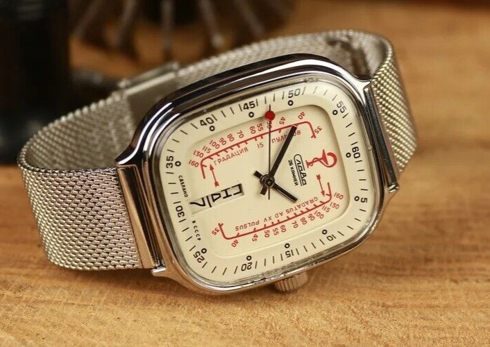 Pulsometer Ex Rare OLD stock Russian USSR medical wrist watch Slawa Slava NOS!!