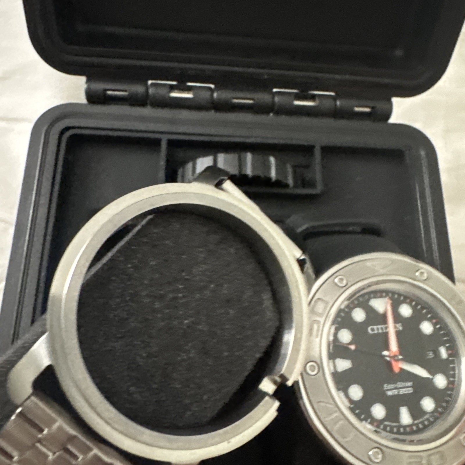 Citizen Eco-Drive AW1530-65E Discontinued St.Steel Blk Slv Solar Mens Watch