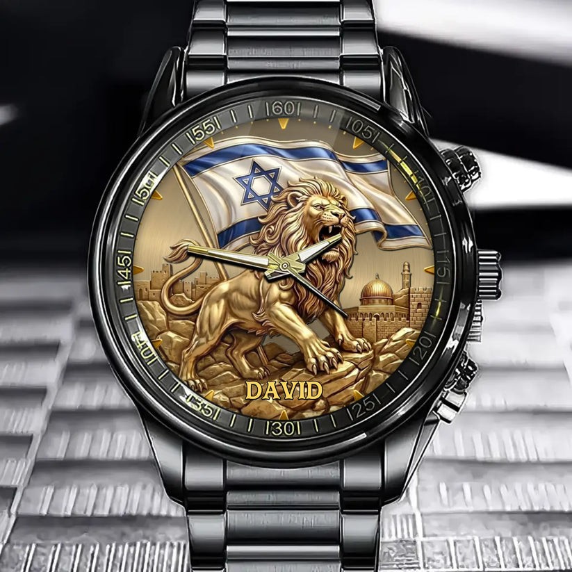 Personalized Israel Watch Lovers Watch Black Stainless Steel Watch