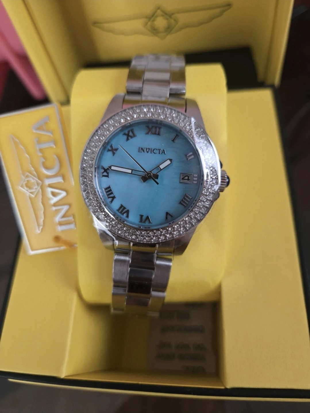 36051 Invicta Angel Women’s Mother Of Pearl Dial Austrian Crystal 34mm