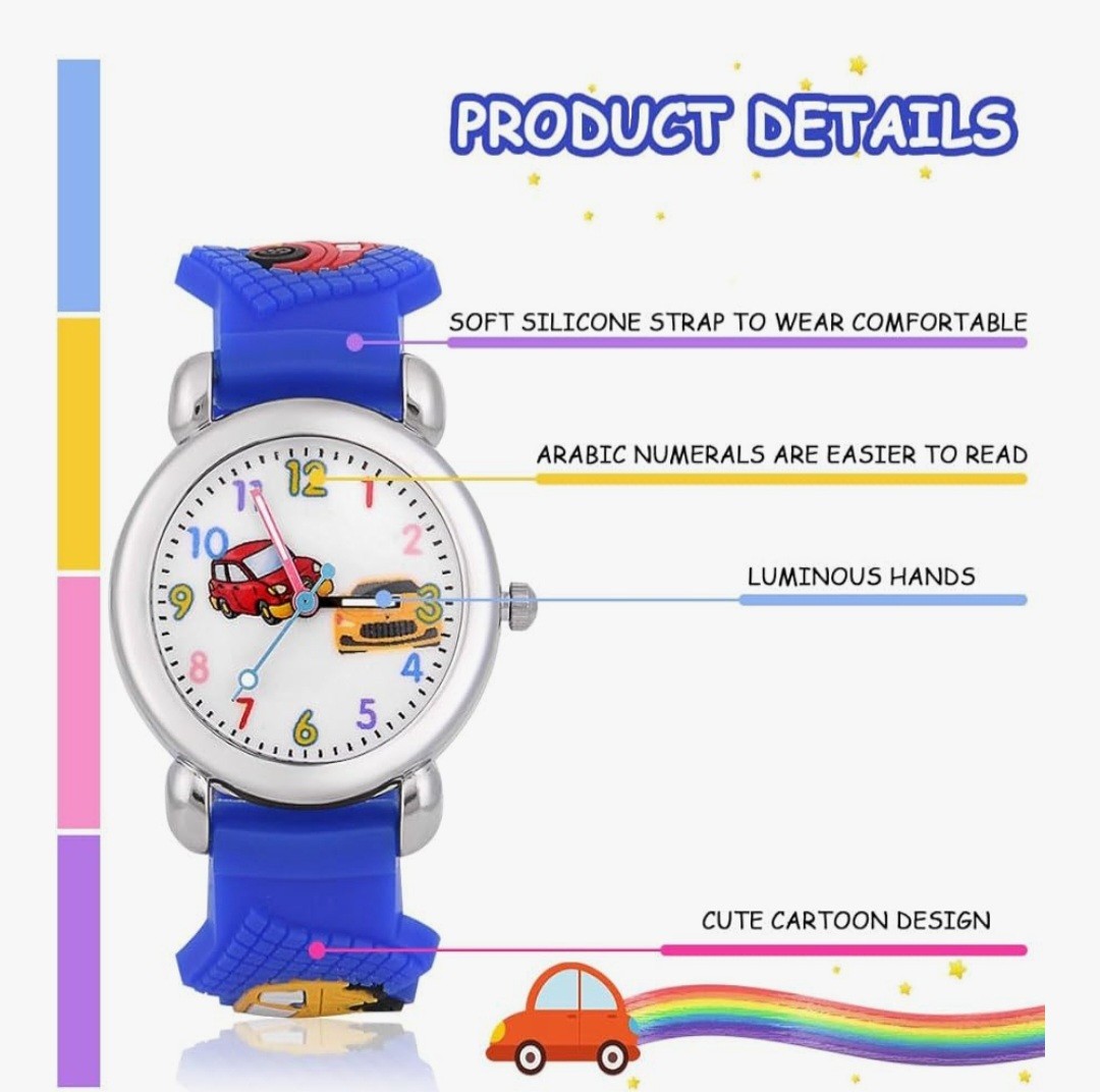 Kids Watch,3D Cute Cartoon Toy Watch,Gift for Boys and Girls Age 3-11 Years Old